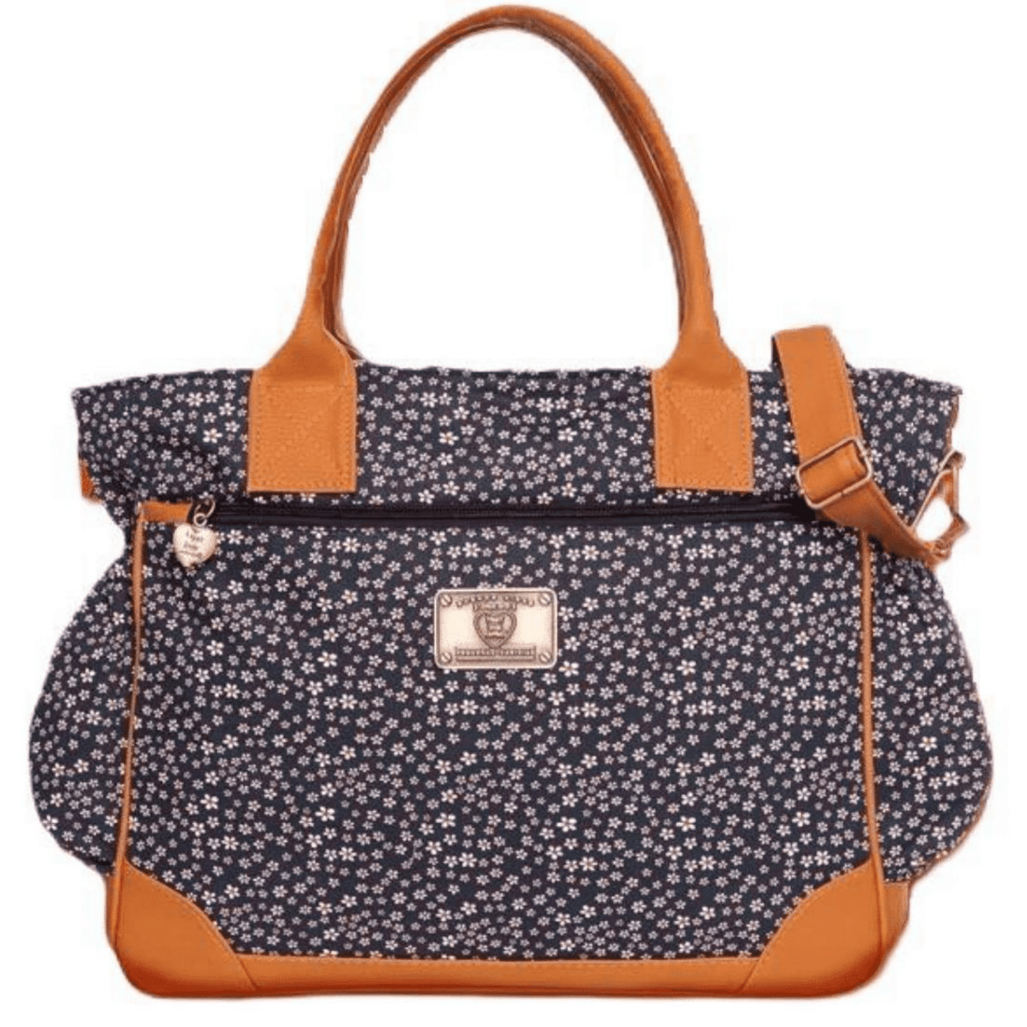 BOLSO MATERNAL HAPPY AZUL FLORCITAS