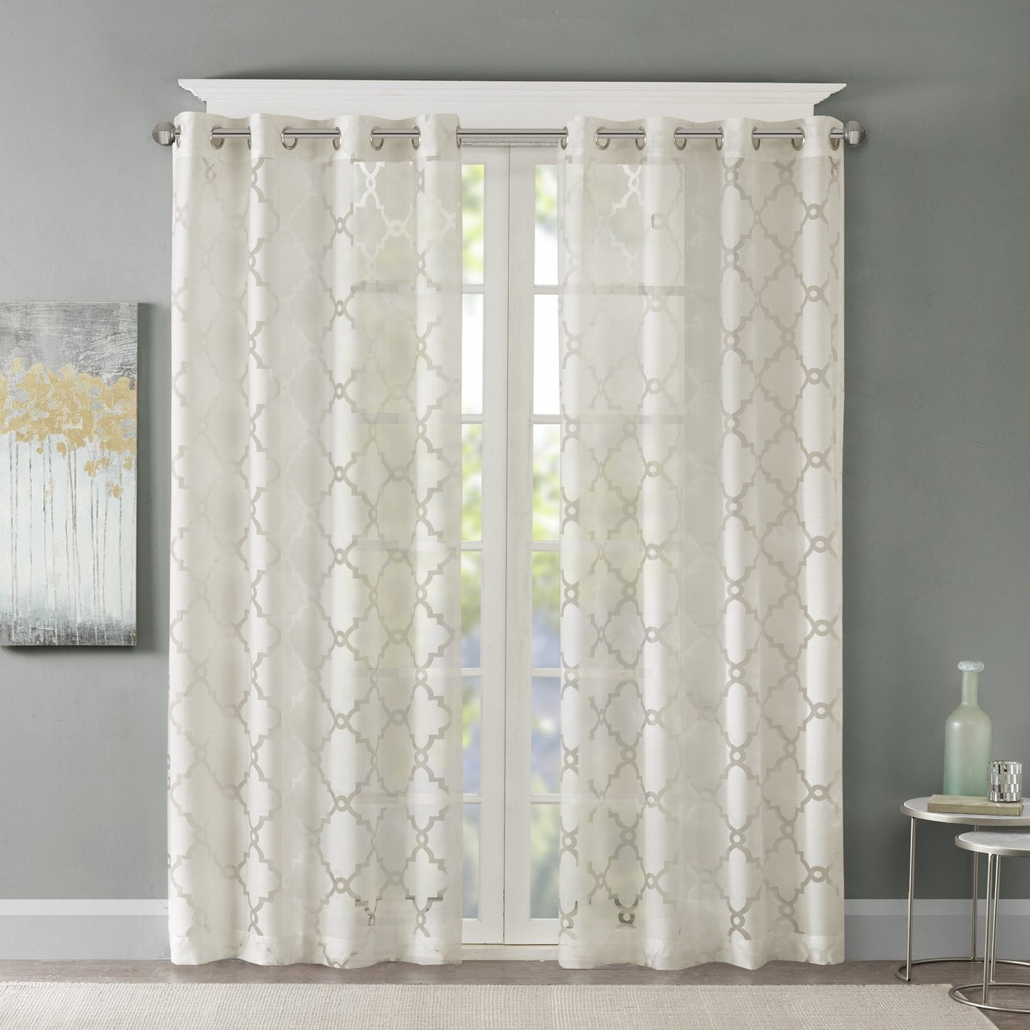 VISILLO DE VENTANA CON ESTAMPADO CALADO MADISON PARK EDEN 127CM X 160CM MARFIL