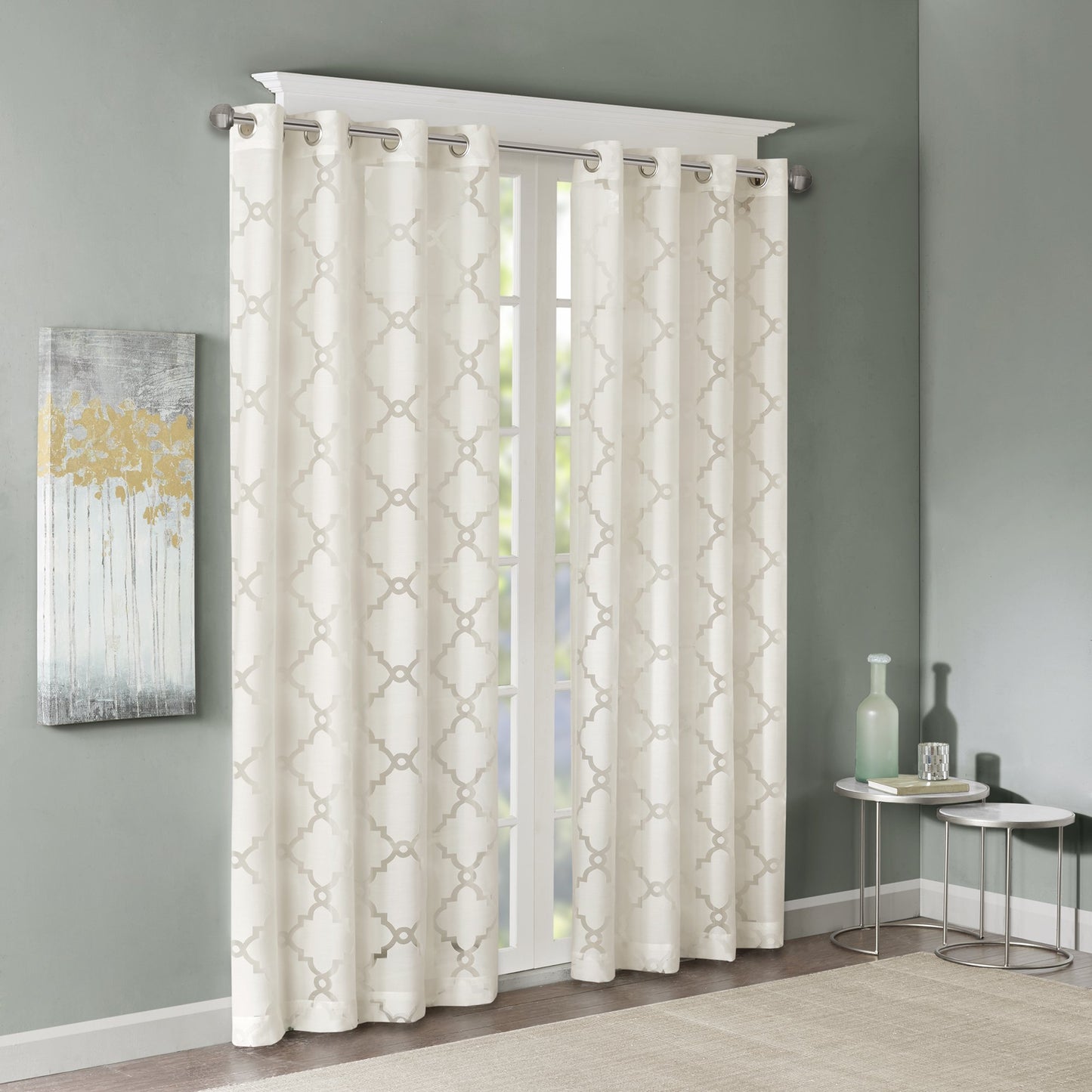 VISILLO DE VENTANA CON ESTAMPADO CALADO MADISON PARK EDEN 127CM X 160CM MARFIL